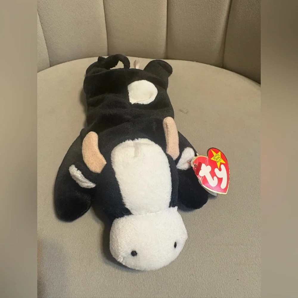 Ty Plush Black and White Cow Toy